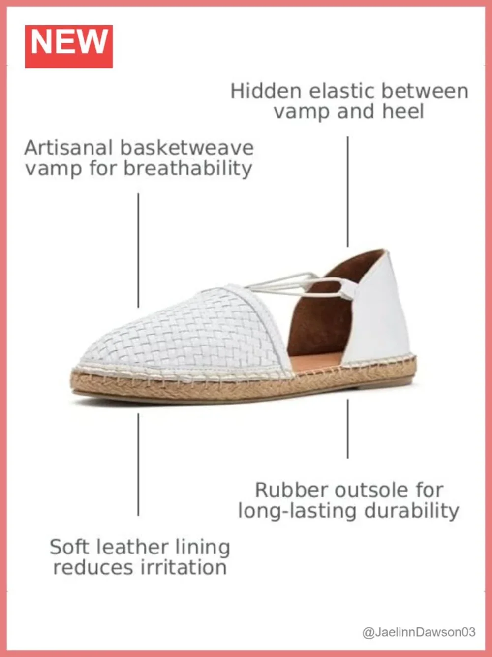 Women's Woven Leather Espadrille Flats Flexible Comfort Slip-On